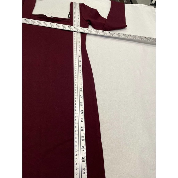 Forever21 Size S Square Neck Bodycon Dress Long Sleeve Stretch Knit Burgundy NWT - Picture 10 of 12